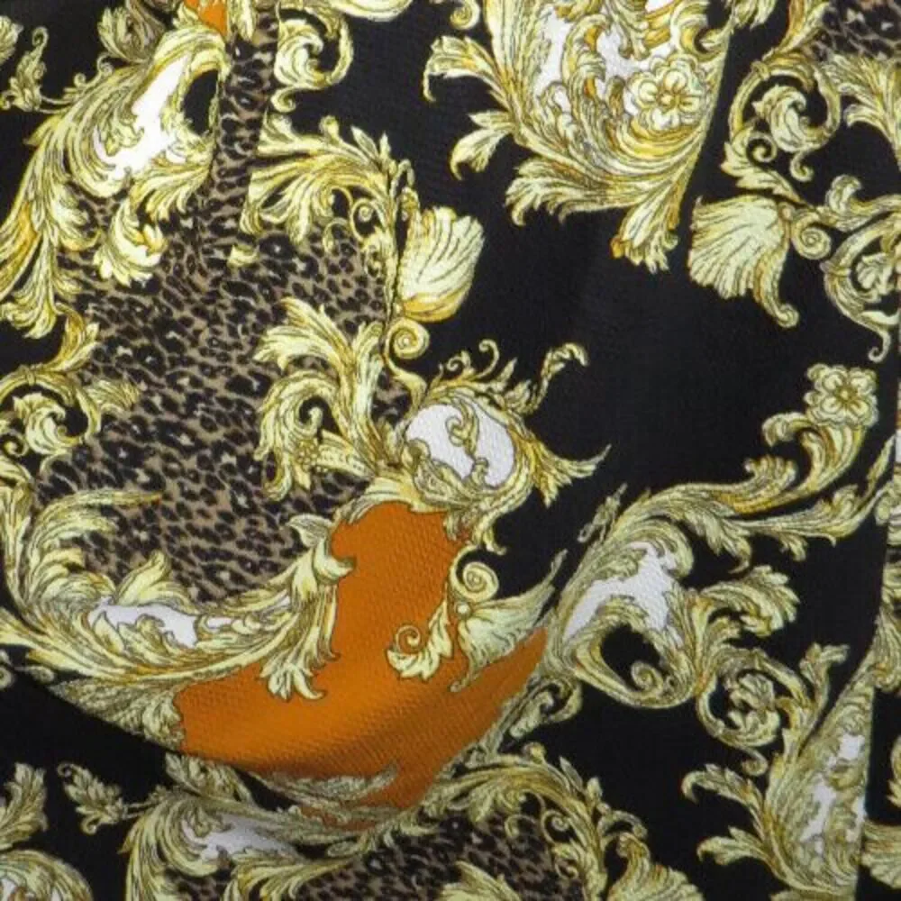 Impulsive Black Multi Leopard Scroll Print Textured Floor Length Maxi Skirt 1X